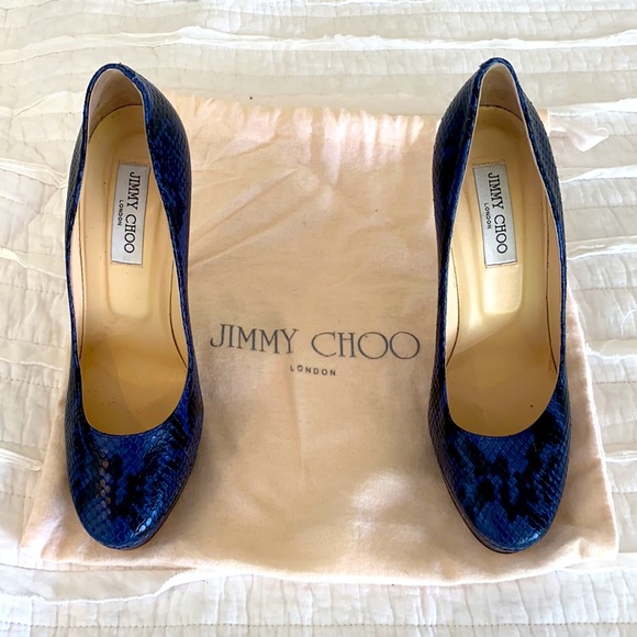 Jimmy Choo size 10 platform blue snakeskin heels. - Picture 2 of 3